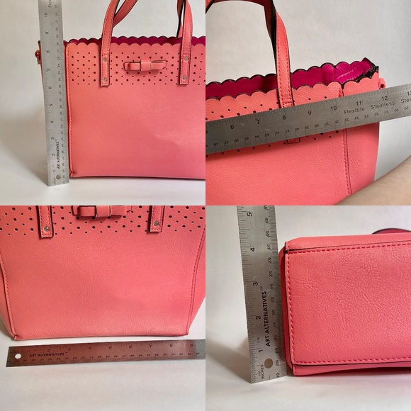 Coral Pink Faux Leather Small Tote Bag Candie’s by Fergie - Picture 17 of 17